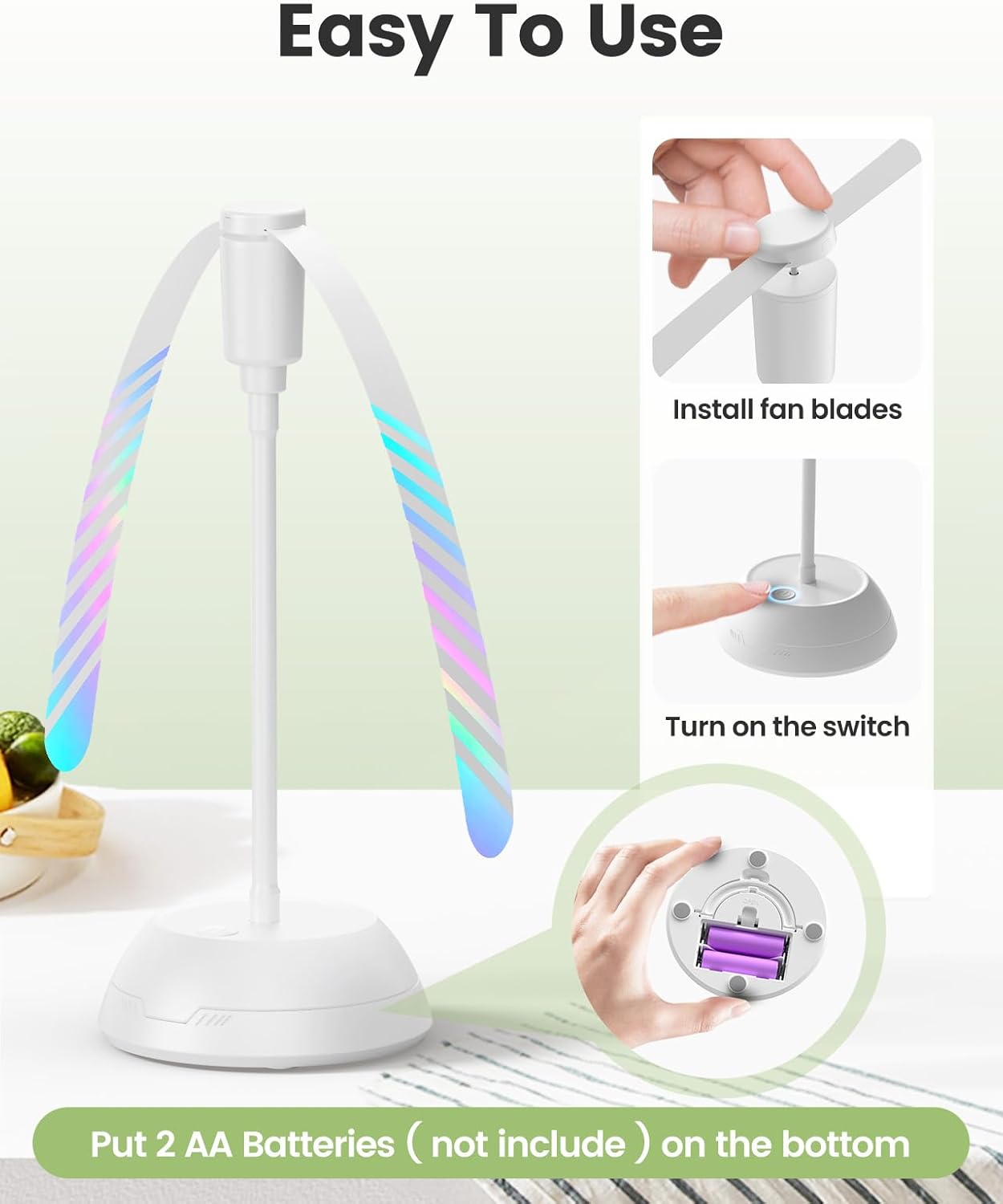 4Pack Food Fan for Table, AA Battery Powered, Portable Fan with Flexible Gooseneck and Soft Blades, Soundless Table Fan for BBQ, Picnic, Party, Patio, Kitchen and Restaurants, White image 2 of 7 B0DJ2M5ZMS