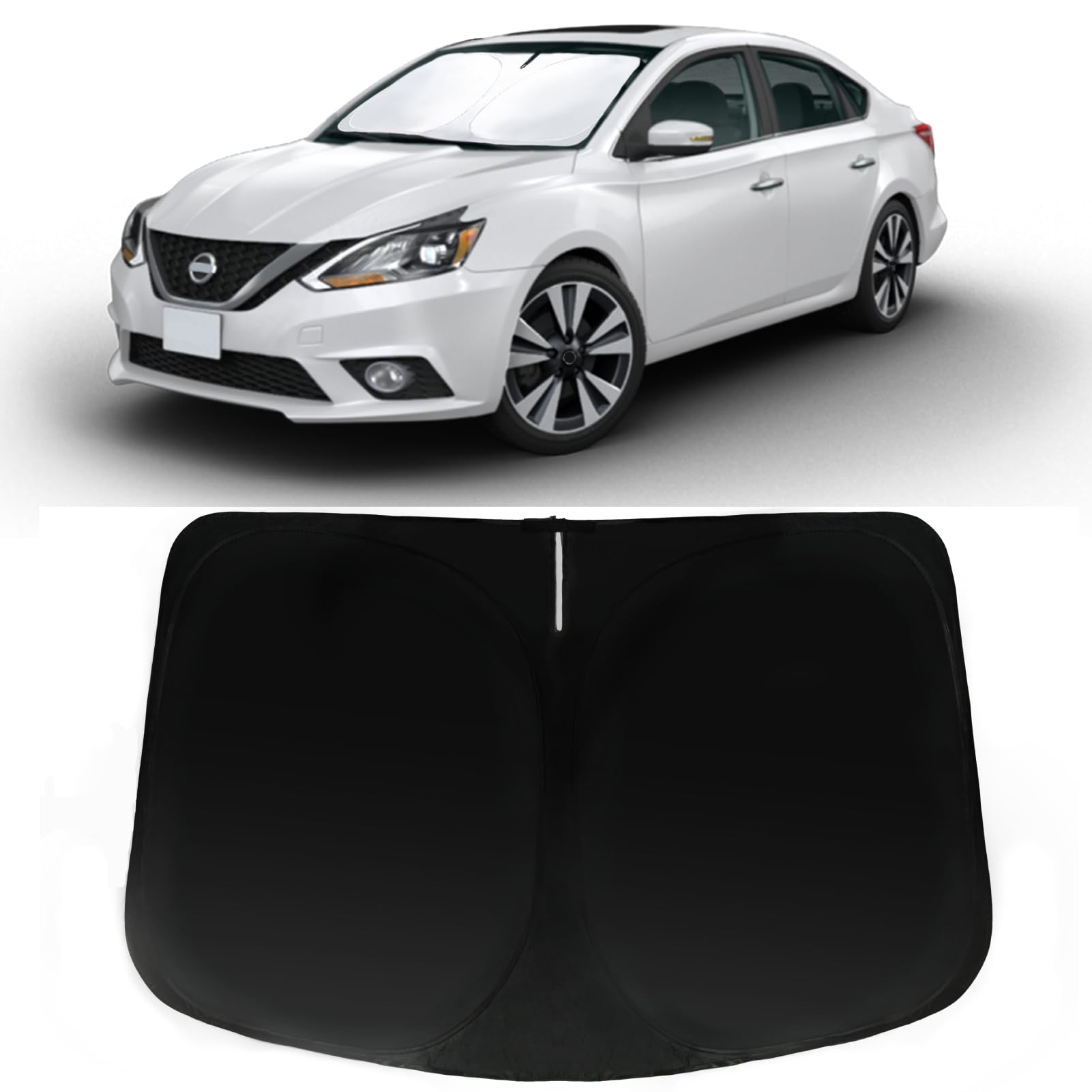 PAIMOHO Windshield Sun Shade for Nissan Sentra 2014-2019 Car Front Window Sunshade with 240T Sun Visor Protector Blocks UV Rays Heat Sun Shield Accessories