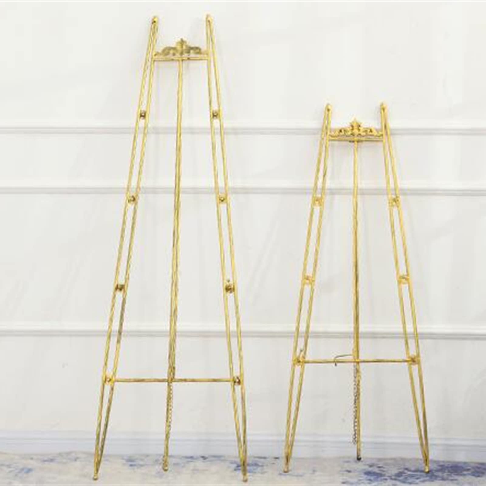 Caballete de estudio de 1,2/1,5 m, caballete de metal plegable ajustable con marco en A, caballete de exhibición para imágenes/pósteres/carteles de boda, dorado (tamaño: 150 cm, color: dorado) (oro