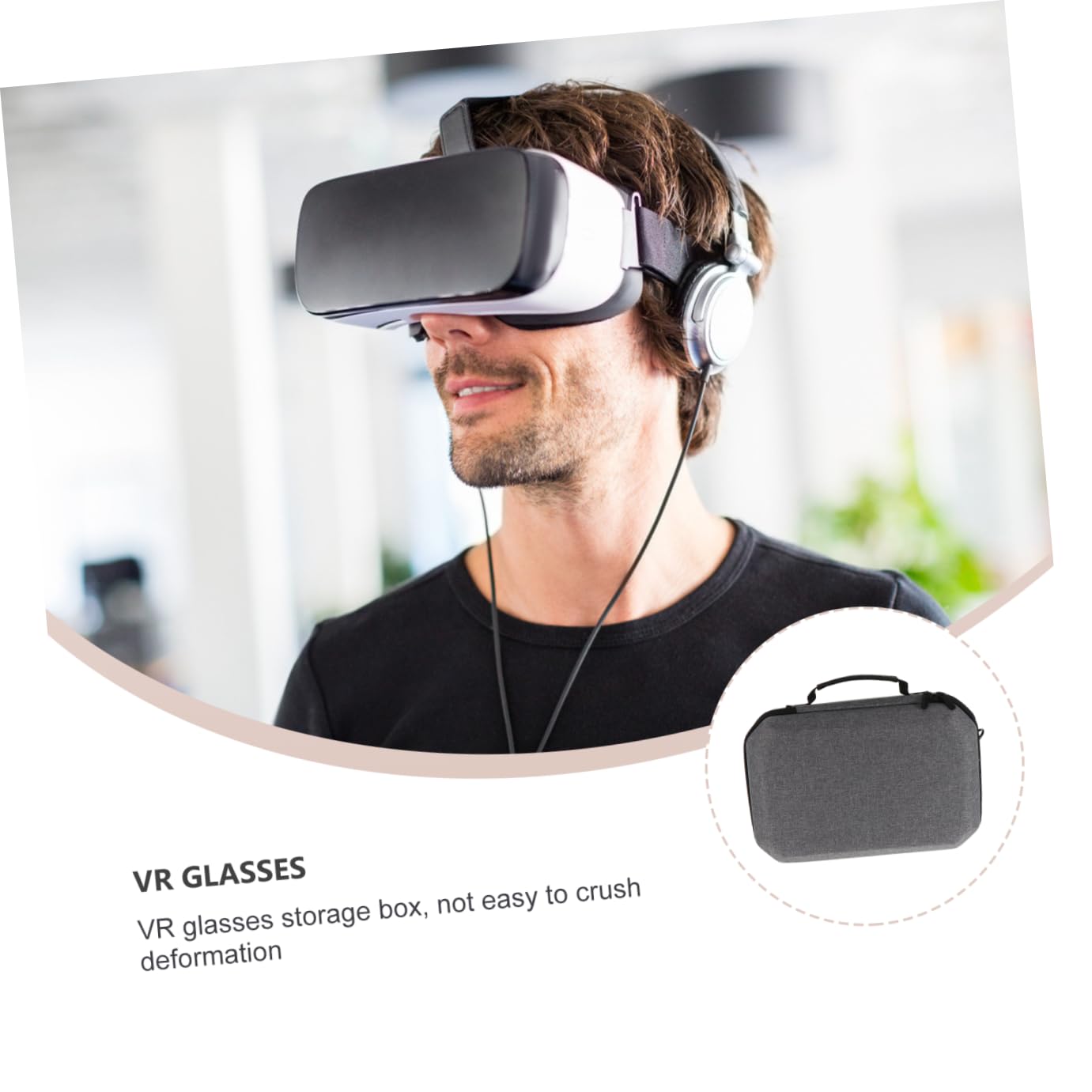 OSALADI Caja de Almacenamiento para Gafas VR de Eva Bolsa Protectora Prueba de Golpes Compatible con Visores VR Viaje y Almacenamiento