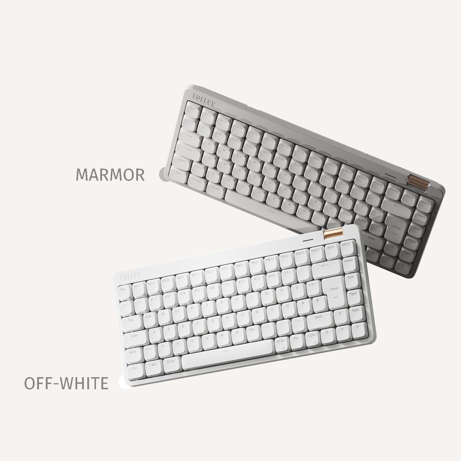 Flow Lite84 Tasten Low Profile Mechanische Tastatur (Deutsches Layout QWERTZ) - Kabellos Bluetooth/2.4G/Kabel, Swappable mit Specter Linearen Switches, Wiederaufladbar - Für Win&Mac (Marmor Grau)
