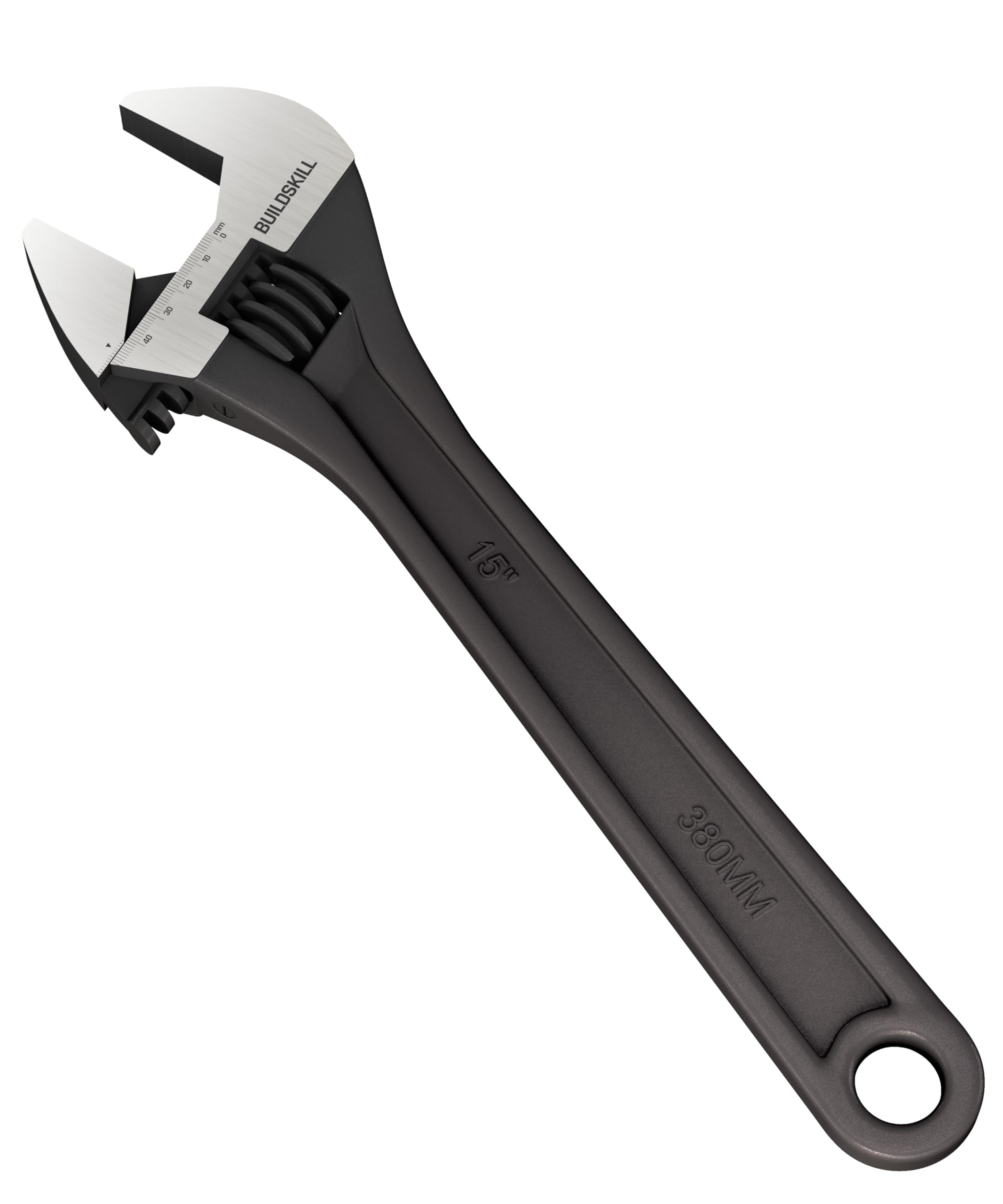 BUILDSKILL 15" 380mm Adjustable wrench | Black phosphate coating | Professional & home use | Single sided | Rust resistant plumbing tools | Adjustable spanner with lasered scale (6 months warranty)