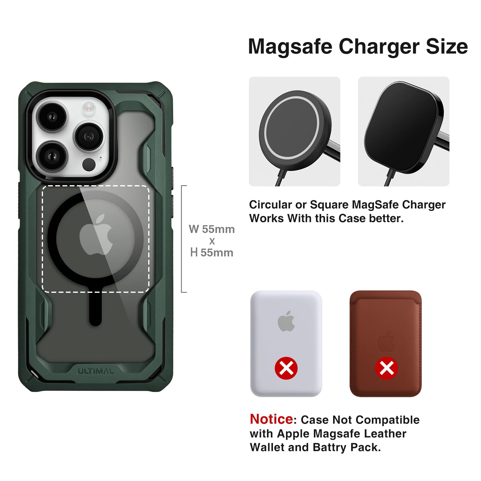 ULTIMAL Funda protectora para iPhone 14 Pro Max con MagSafe, protección
