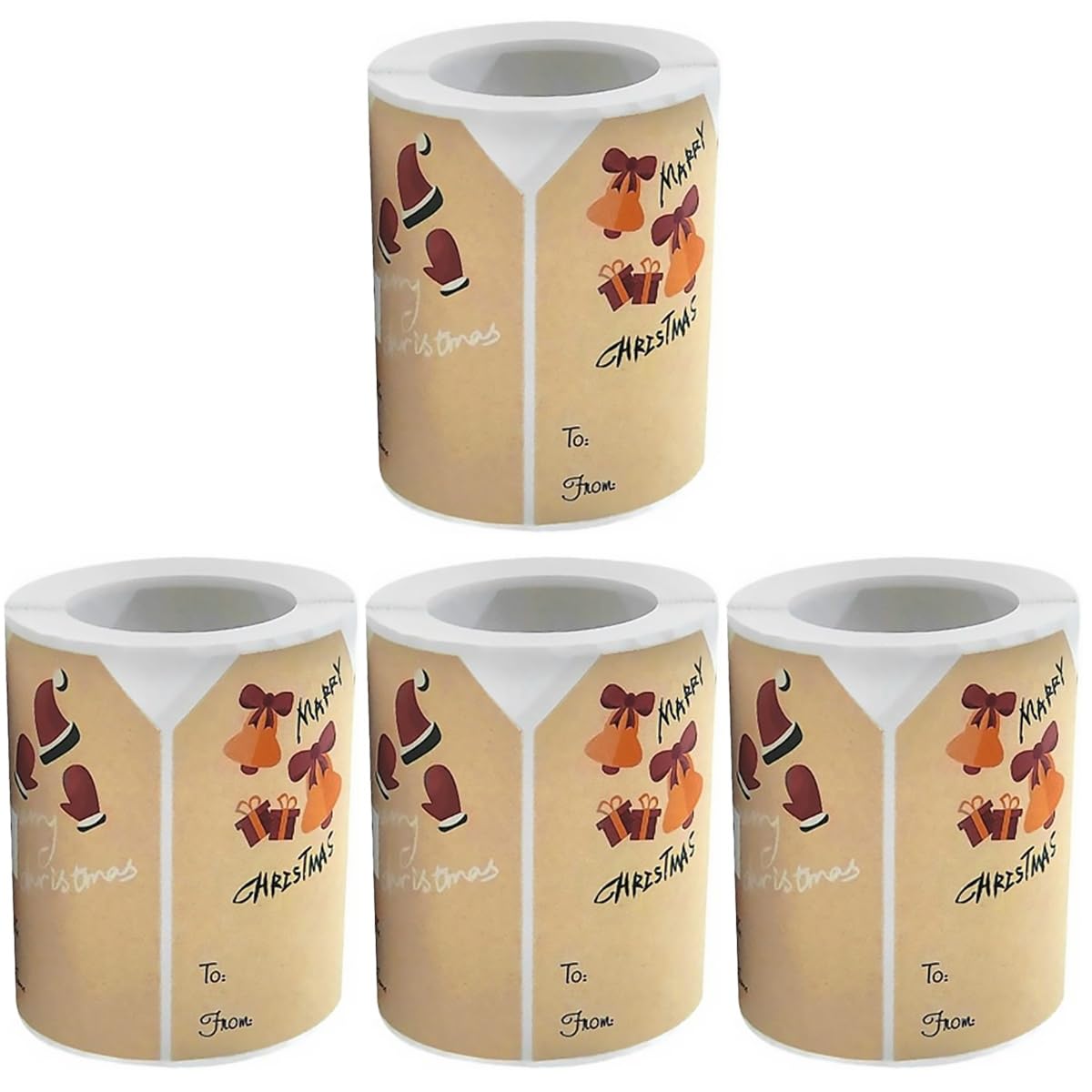 Housoutil 4 Etichette Natalizie Autoadesive in Carta Kraft con Design e Renne Adesivi Regalo per Feste e Decorazioni Festive