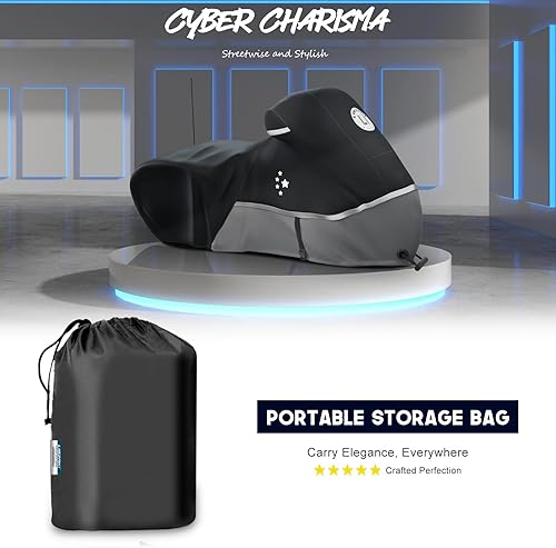 Vista 36 de Funda para motocicleta 420D resistente para todas las estaciones, universal, impermeable, protección al aire libre, 96 pulgadas, XXL, color negro