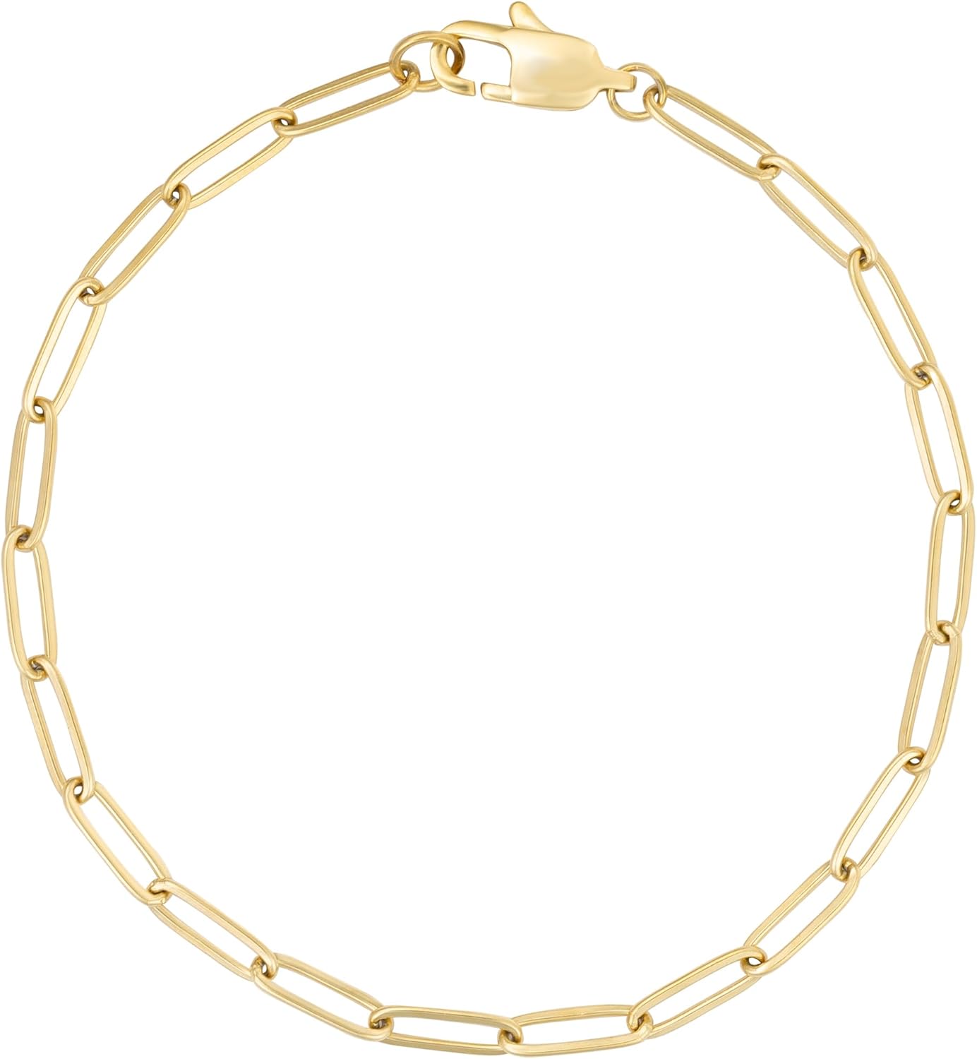 14K Gold Plated Paperclip Dainty Link Chain Adjustable Bracelet Jewelry Gifts for Women