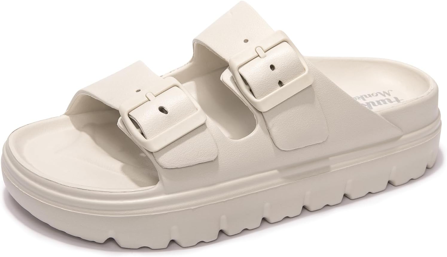 Women's Comfort Slides Double Buckle Adjustable Plastics Flat Sandals