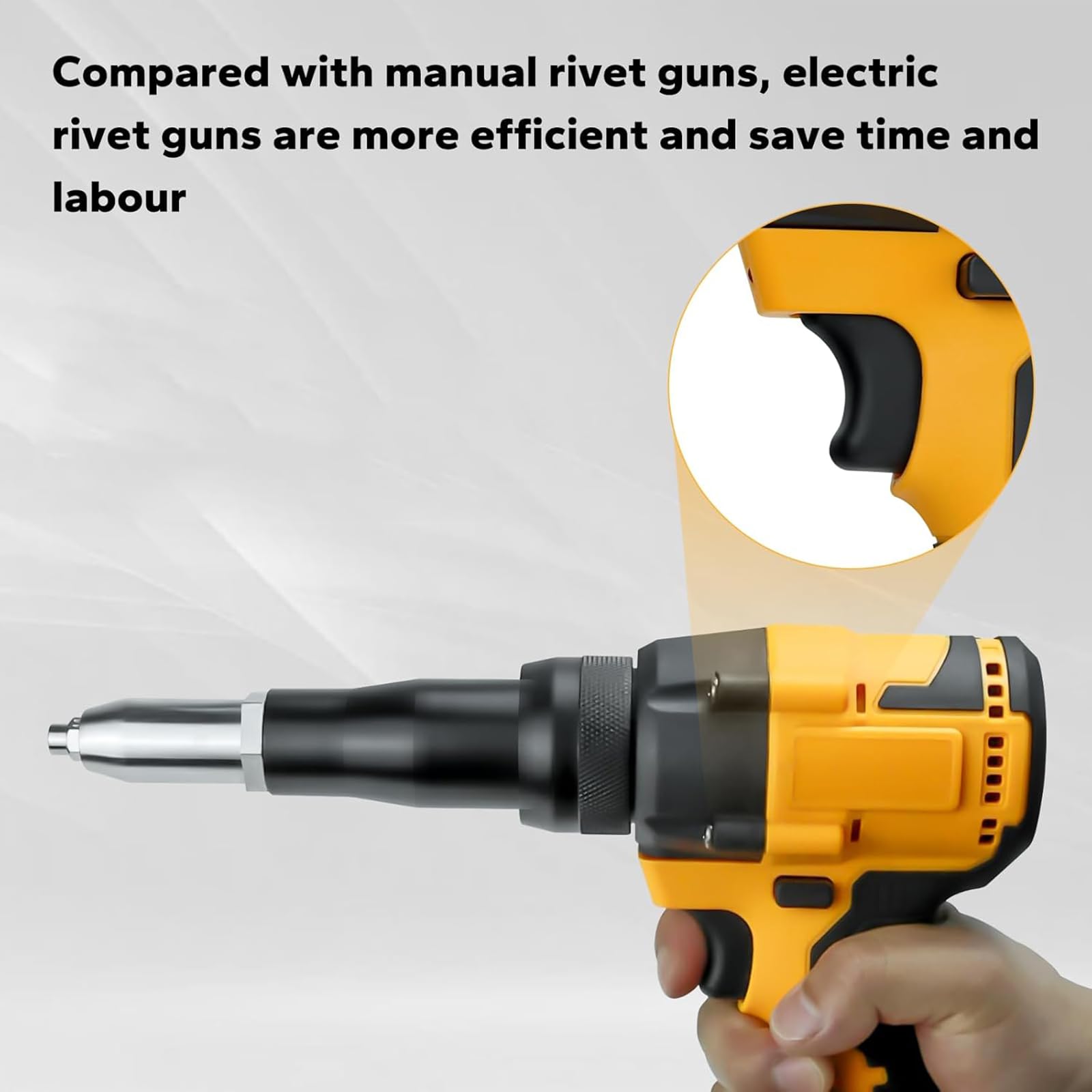Bezszczotkowy Elektryczny Pistolet Do Nitowania, Zestaw Akumulatorowej Nitownicy 20 V Z Kluczem I Lampką LED, Automatyczna Nitownica Ręczna 10KN Do Nitów 3,2–4,8 Mm 0,13–0,19 Cala