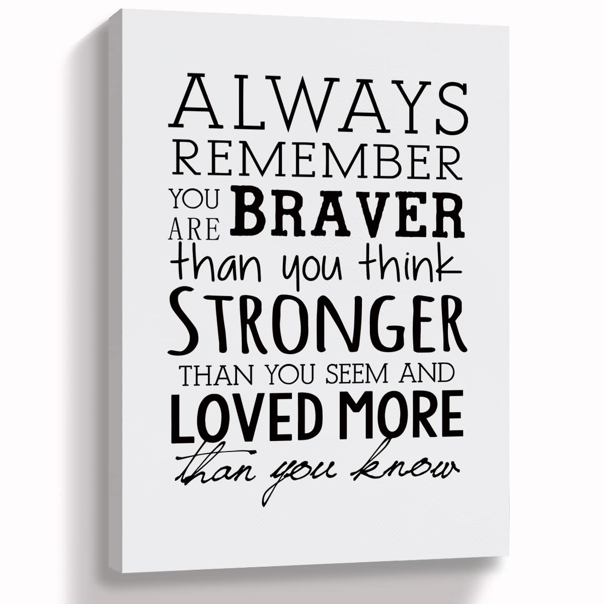 Inspirational Motivational Wall Art, Always Remember You are Braver Than You Think, Inspirational Positive Affirmations Wall Decor for Home Bedroom