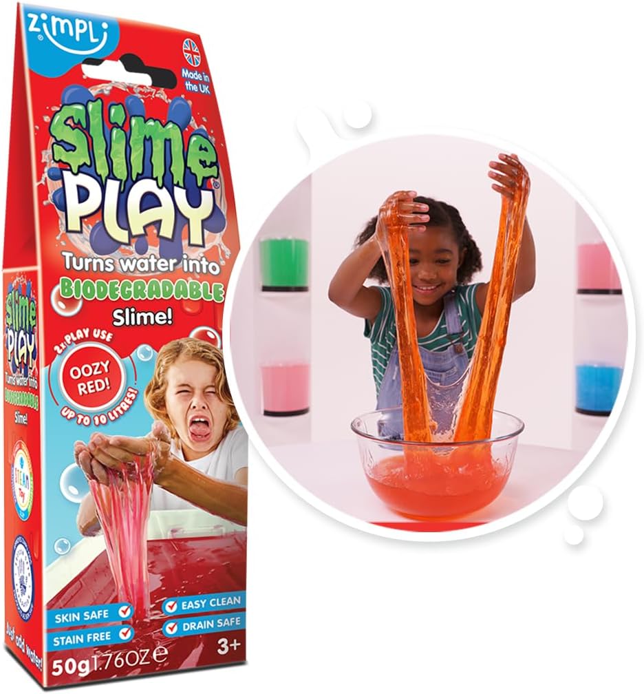 ZIMPLI - Slime Play Red, Turns Water into slime, Stress Relief Toy, Preschool Sensory Gifts for boys & girls 4 5 6 7 8, UK Made
