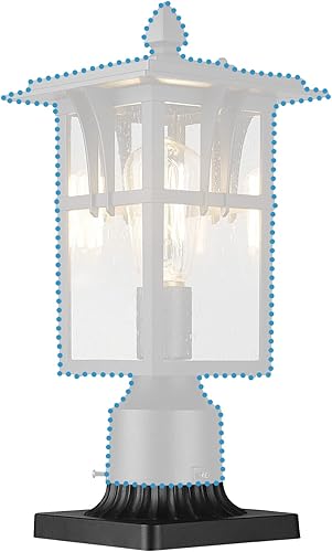 Miniatura 8 de Darkaway Soporte de base de poste para exteriores, adaptador de luz de poste de 3 pulgadas, base de montaje en muelle con acabado negro mate para