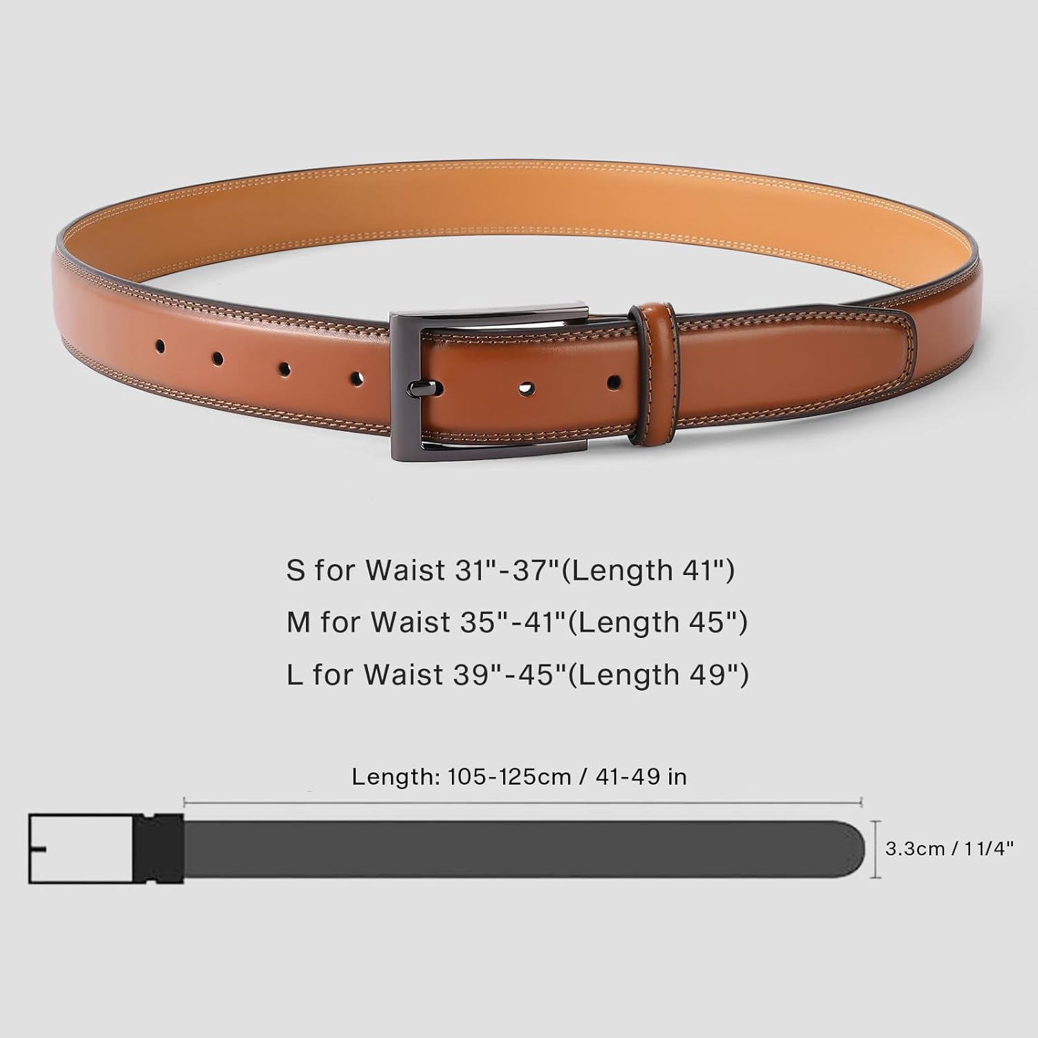 GAEKEAO Mens Dress Belt Genuine Leather Belts for Men 1 1/4" Mens Belts Classic Designs for Work Business and Casual - Image 6