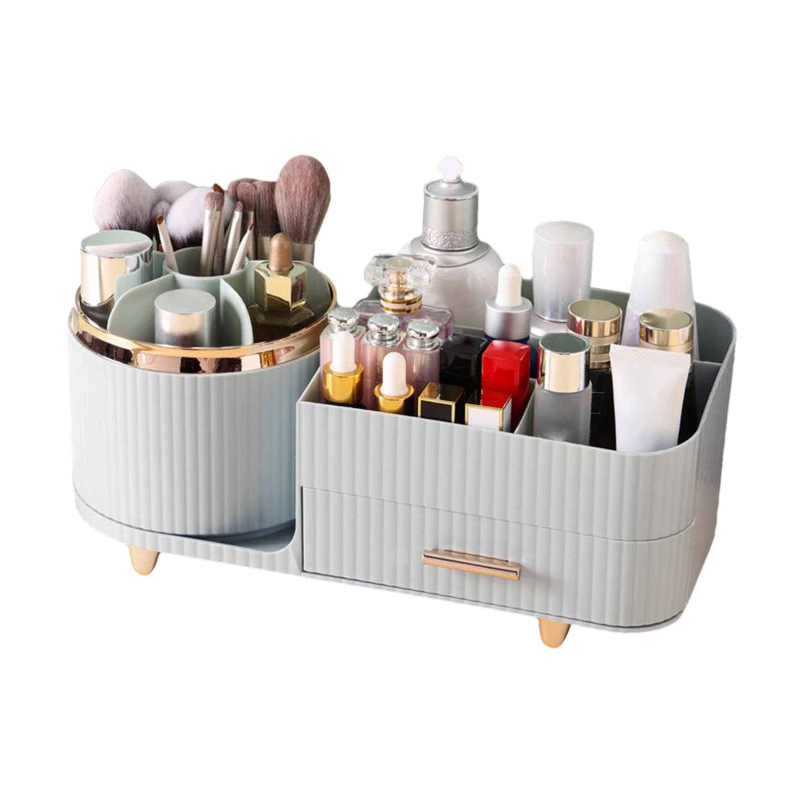 Scatola portaoggetti rotante per trucchi, organizer da scrivania, elegante ed elegante, per pennelli da trucco, eyeliner, rossetto, lozione, smalto per unghie