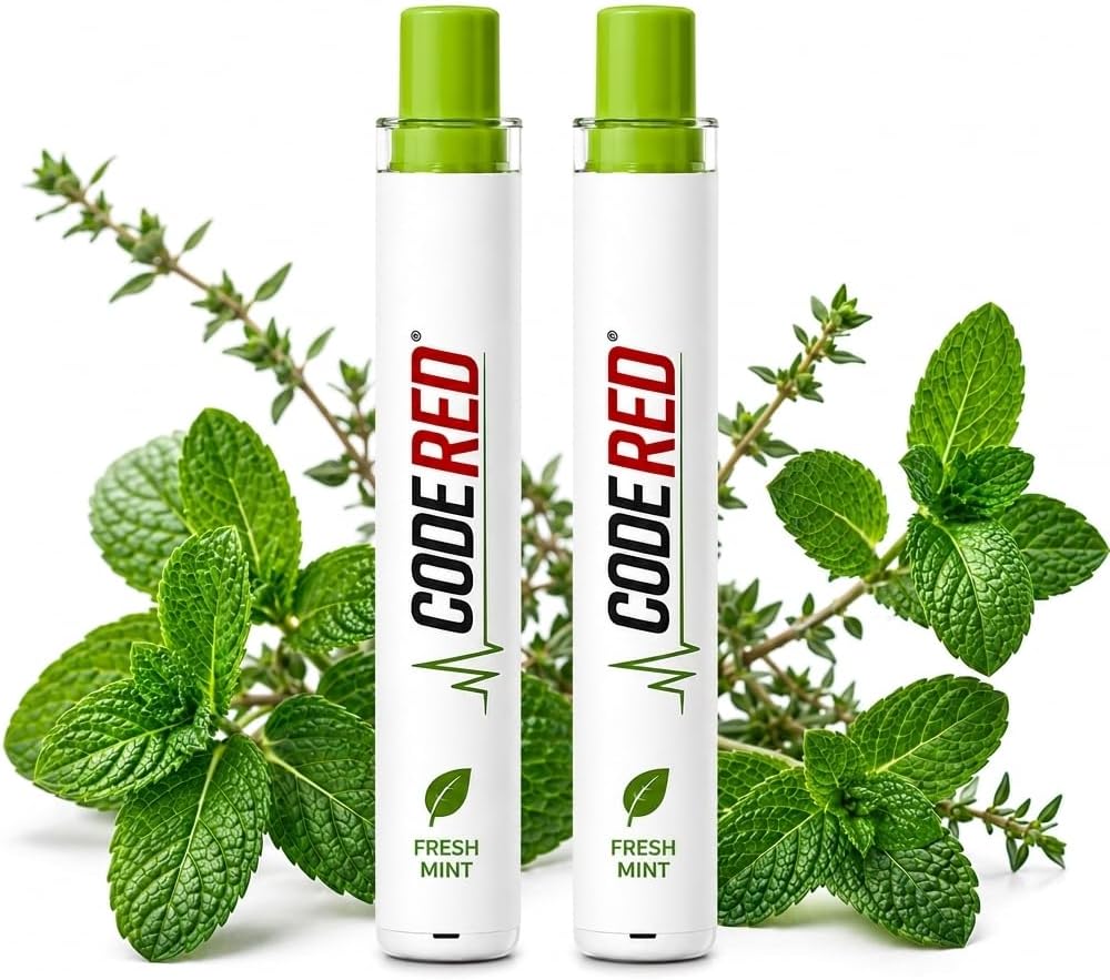 Code Red V-Aid Mullein Diffuser Pen - Plant-Based Aromatherapy Herbal Diffuser Stick with Mullein, Thyme & Mint - Portable Wellness Companion for Daily Balance (2 Pack)