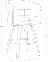 Vista 3 de CHITA Juego de 2 taburetes de bar giratorios de altura de mostrador, taburetes de bar tapizados de poliéster con respaldo y reposabrazos para isla