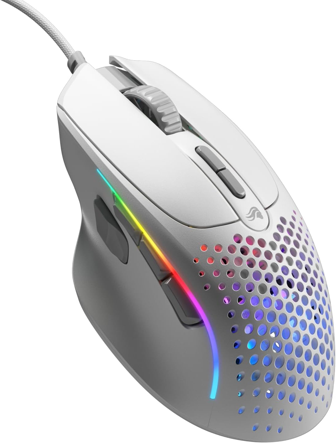 Gaming Model I 2 Wired Gaming Mouse: 9 Programmable Buttons (2 Swappable), 66g Superlight, 26k Optical Sensor, 80M Click Rated Switches, MMO/MOBA/FPS, Side Thumb Rest (White)