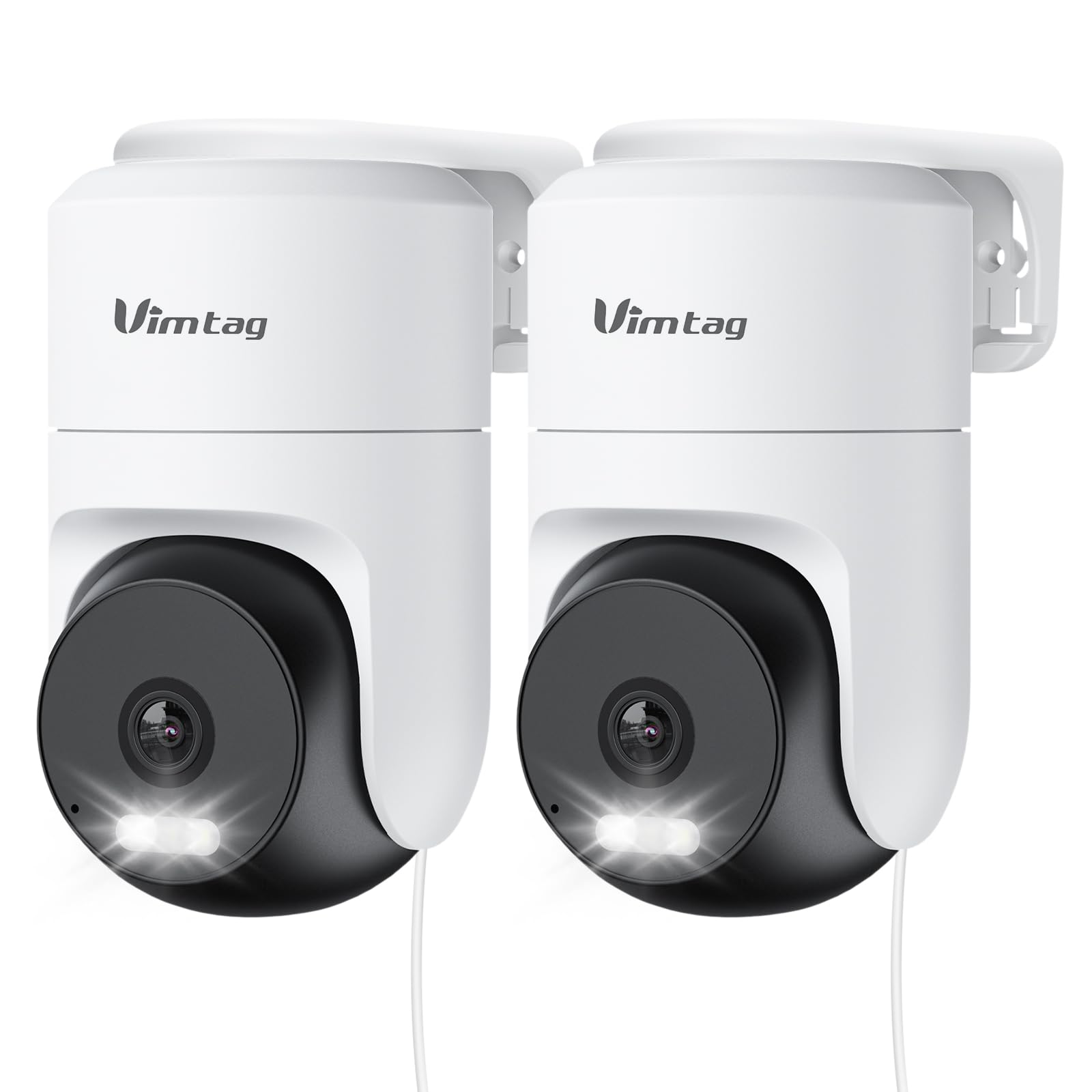 VIM TAG 2,5K Telecamera Wi-Fi Esterna, Videocamera di Sorveglianza Interna a 360° con Allarme, Visione Notturna a Colori, Impermeabile IP65, Audio a 2 Vie, Rilevamento del Movimento, Alexa(2PCS)