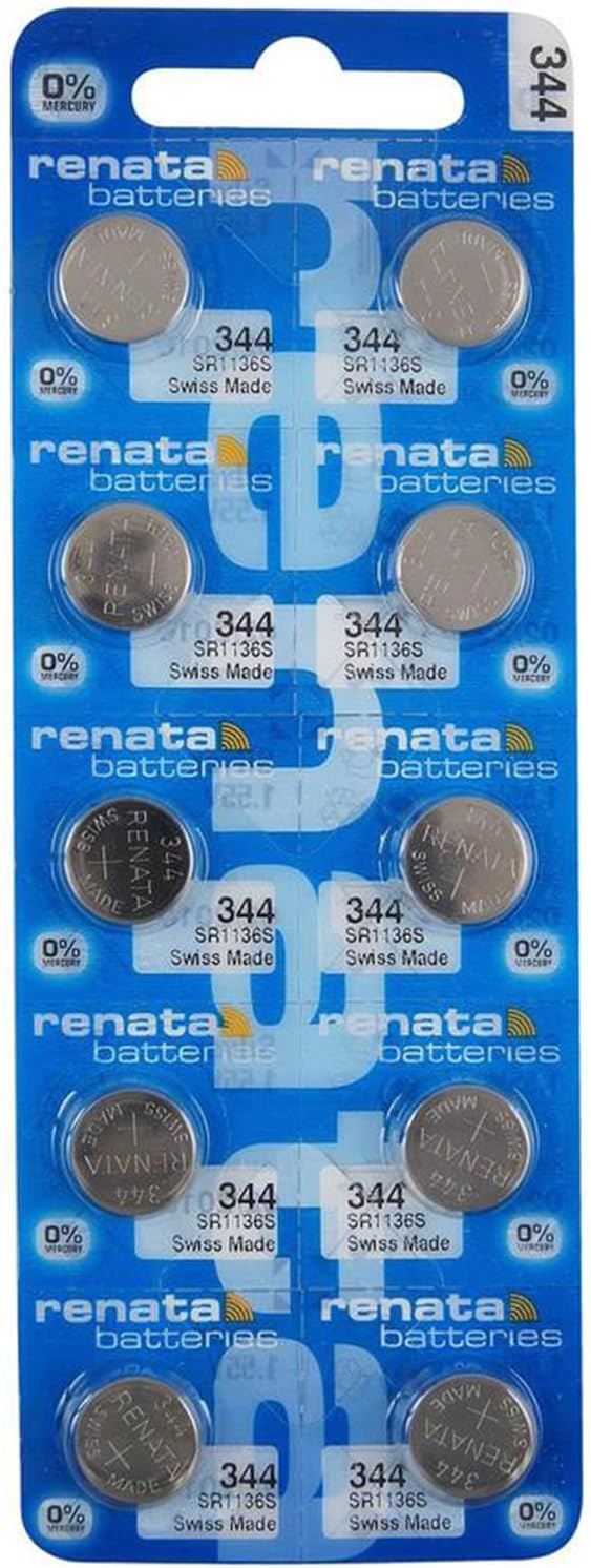 Renata 344 SR1136SW Batteries - 1.55V Silver Oxide 344 Watch Battery (10 Count)