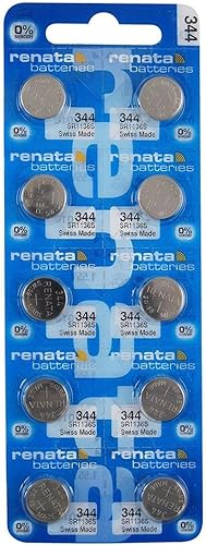 Renata 344 SR1136SW Baterías  1.55 V Óxido de Plata 344 Batería de reloj (10 unidades)