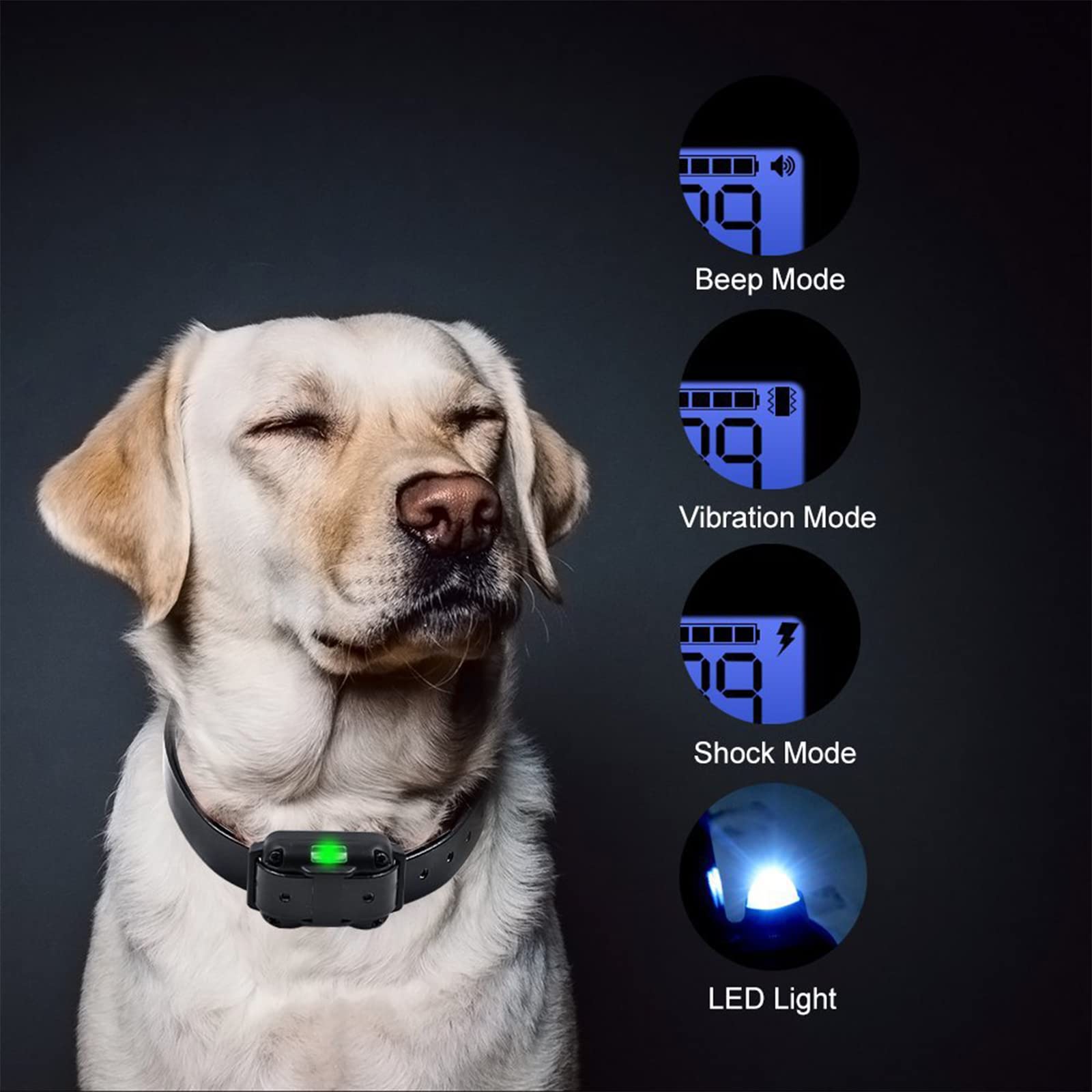 Collier de Dressage pour Chien,InnovTec 800m Collier Anti-aboiement Chien avec Télécommande et 2 Récepteurs, 4 Modes, bip, Vibrations et Chocs Électriques, Rechargeable et Étanche