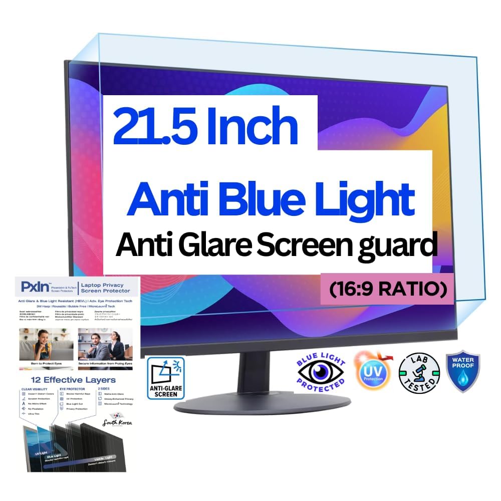 PxIn Monitor Anti Bluelight and Anti Glare Screen Guard compatible with 21.5 Inch (16:9) | BLUV Lightblock Tech | Scratch Proof | Prevents bluelight | Eye Protection | No Dry Eyes-image-29