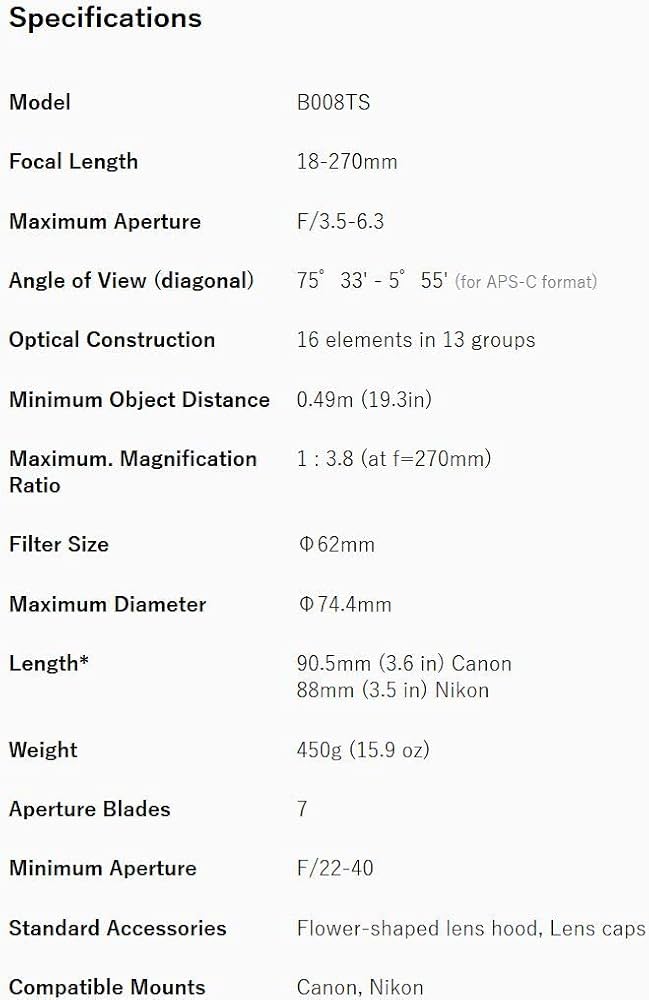 Tamron 18-270mm F/3.5-6.3 Di II VC PZD TS for Nikon APS-C DSLR Cameras (6  Year Tamron Limited USA Warranty)