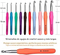 Vista 4 de Yarniss - Juego de 20 agujas de ganchillo de diferentes tamaños, 0,5 mm-10 mm, juego de agujas de ganchillo ergonómicas con estuche para manos