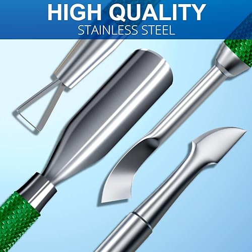 Miniatura 46 de 2 piezas de metal plateado empujador y raspador de cutículas, cortador de uñas, herramienta raspadora de gel de acero inoxidable, removedor