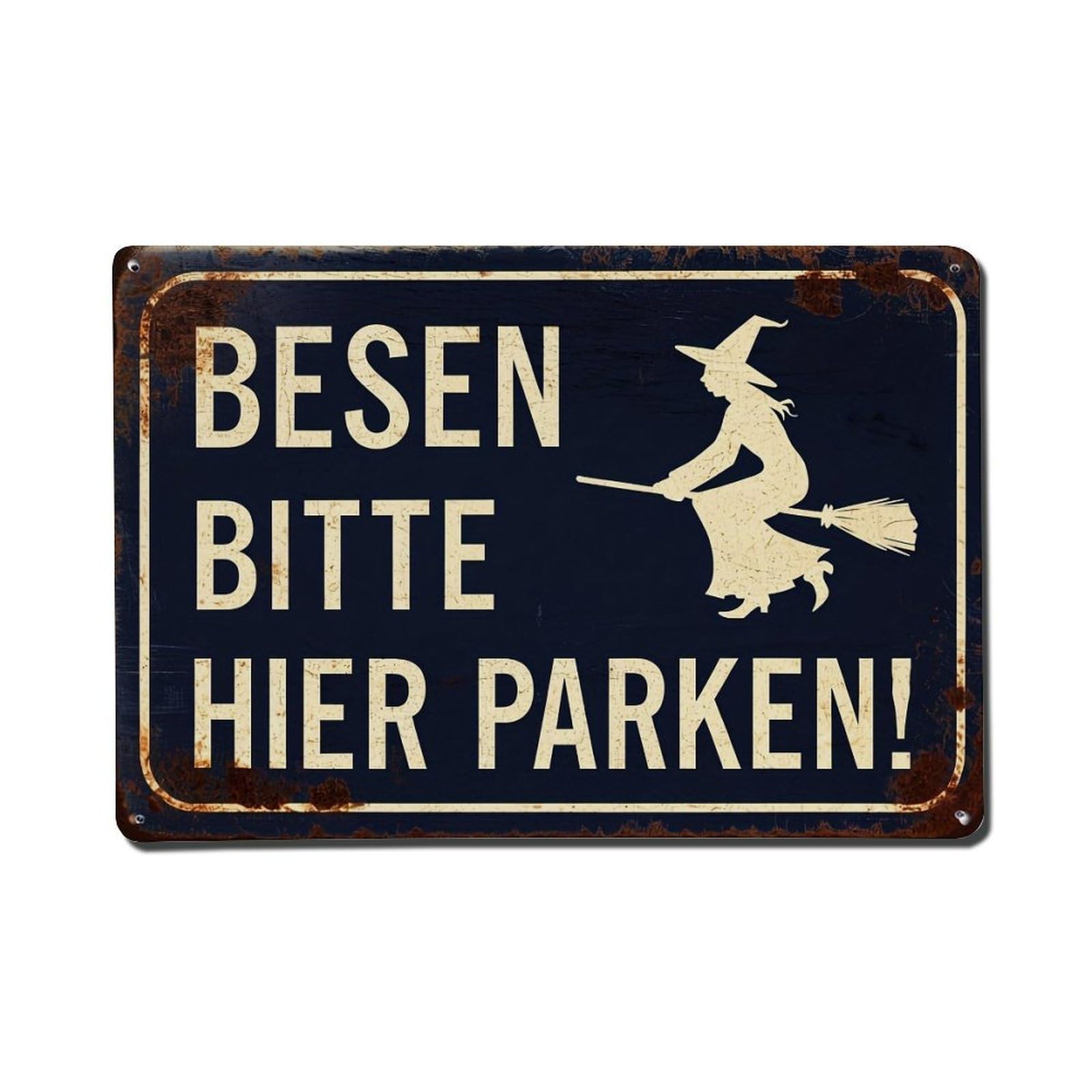 Nestemfo Vintage Witch On Broomstick Sign Tin Sign Metal Sign, Living Room,Bar, Home, Bedroom Wall Decor,Retro Metal Poster 8X12 Inches