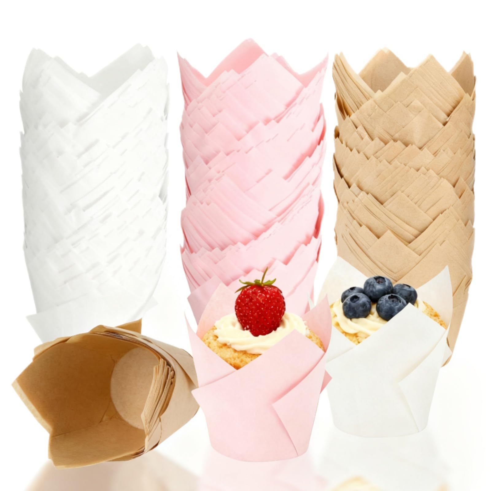 Tulip Cupcake Cases, 150 Pcs Muffin Liners, Greaseproof Cupcake Liners