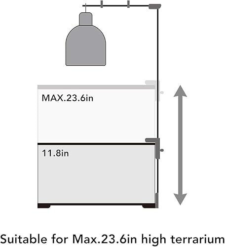 Miniatura 4 de REPTI ZOO Soporte de lámpara doble para reptiles, soporte de lámpara de metal, ajustable, para reptil, vidrio, terrario, calefacción, luz