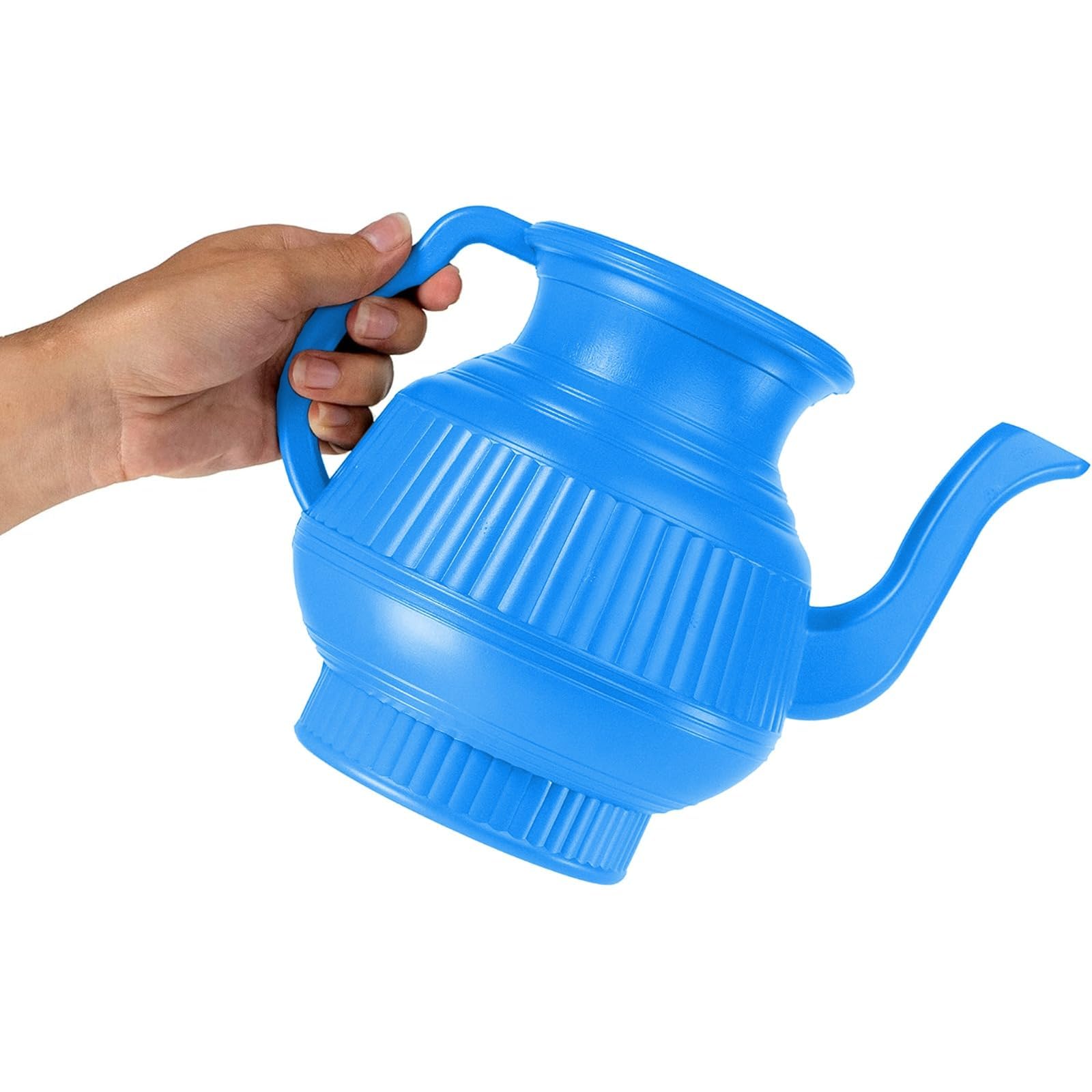 PNJB Plastic Watering Can, Long Curved Spout, Ergonomic Design, Lightweight and Easy To Handle, Indoor & Outdoor, Garden Watering Pot for Home Gardening, Balcony, Terrace, Lawn, Nursery (Blue)