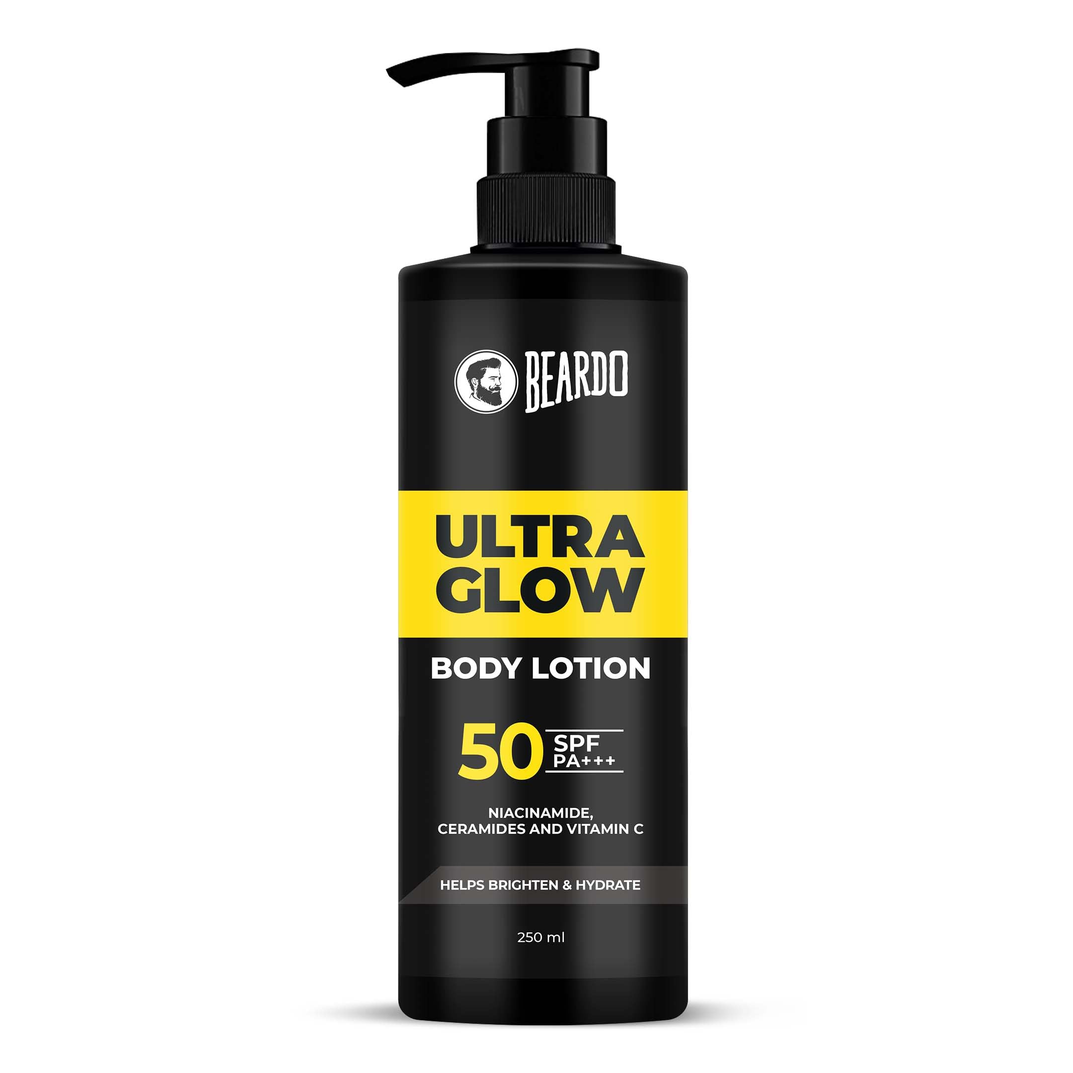 Beardo Ultraglow Body Lotion for Men, 250 ml | Hydrating & Light Weight Winter Moisturizer for Body | Moisturizes & Nourishes Dry Skin | Body Butter for Men
