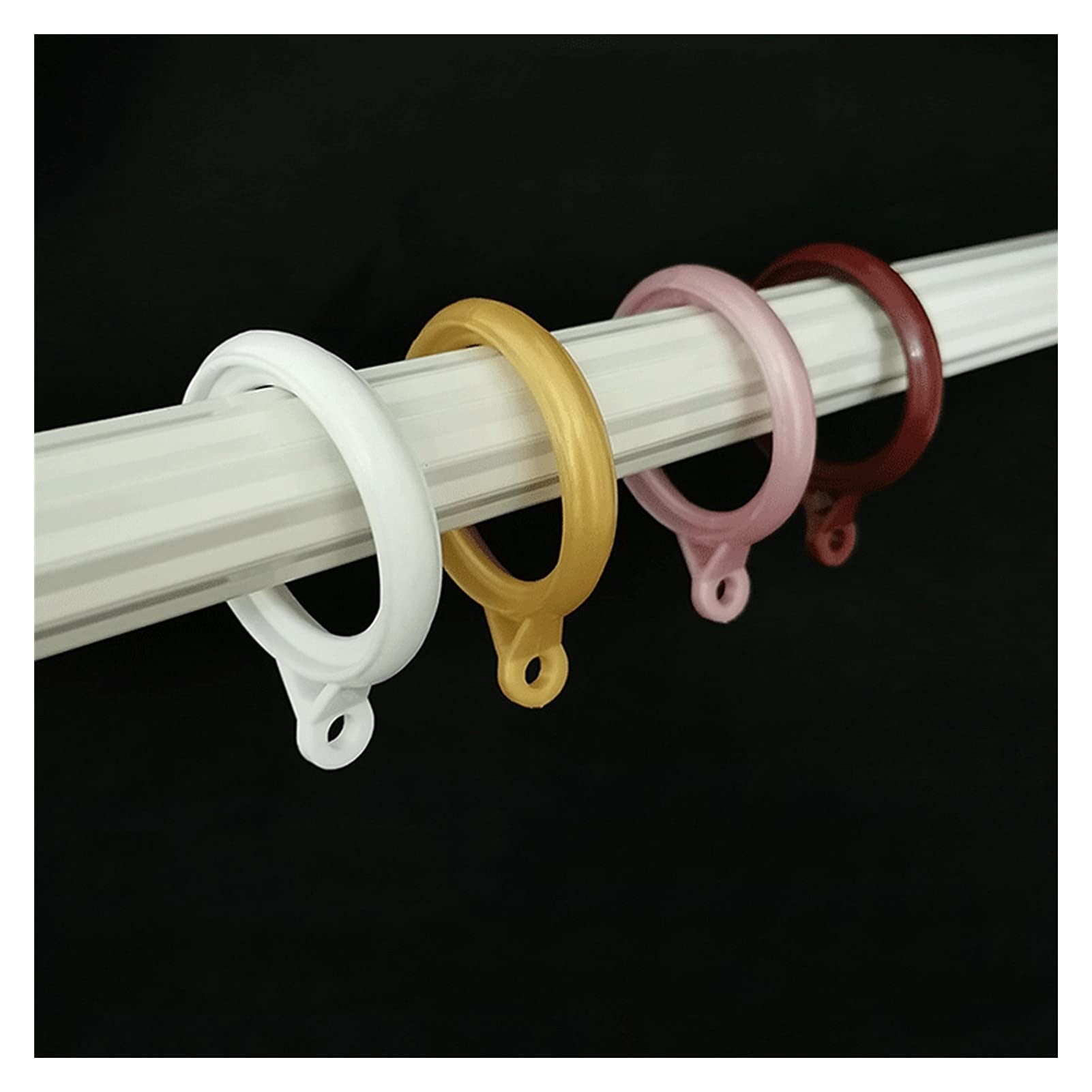 Anelli per tende Diametro interno 1,5 pollici Anello per tenda da doccia Asta per tenda Silenziatore Anello scorrevole Accessori per tende in plastica spessa (bianco) Anelli per tende da doccia (dimen