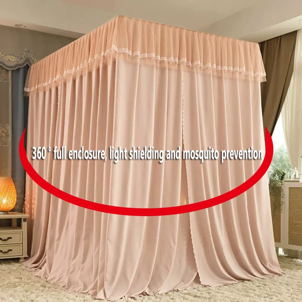 2-in-1 Baldachin Moskitonetz mit Metallstütze Schlafzimmer Dekoration Einzel Doppelbett Bett Vorhang geeignet