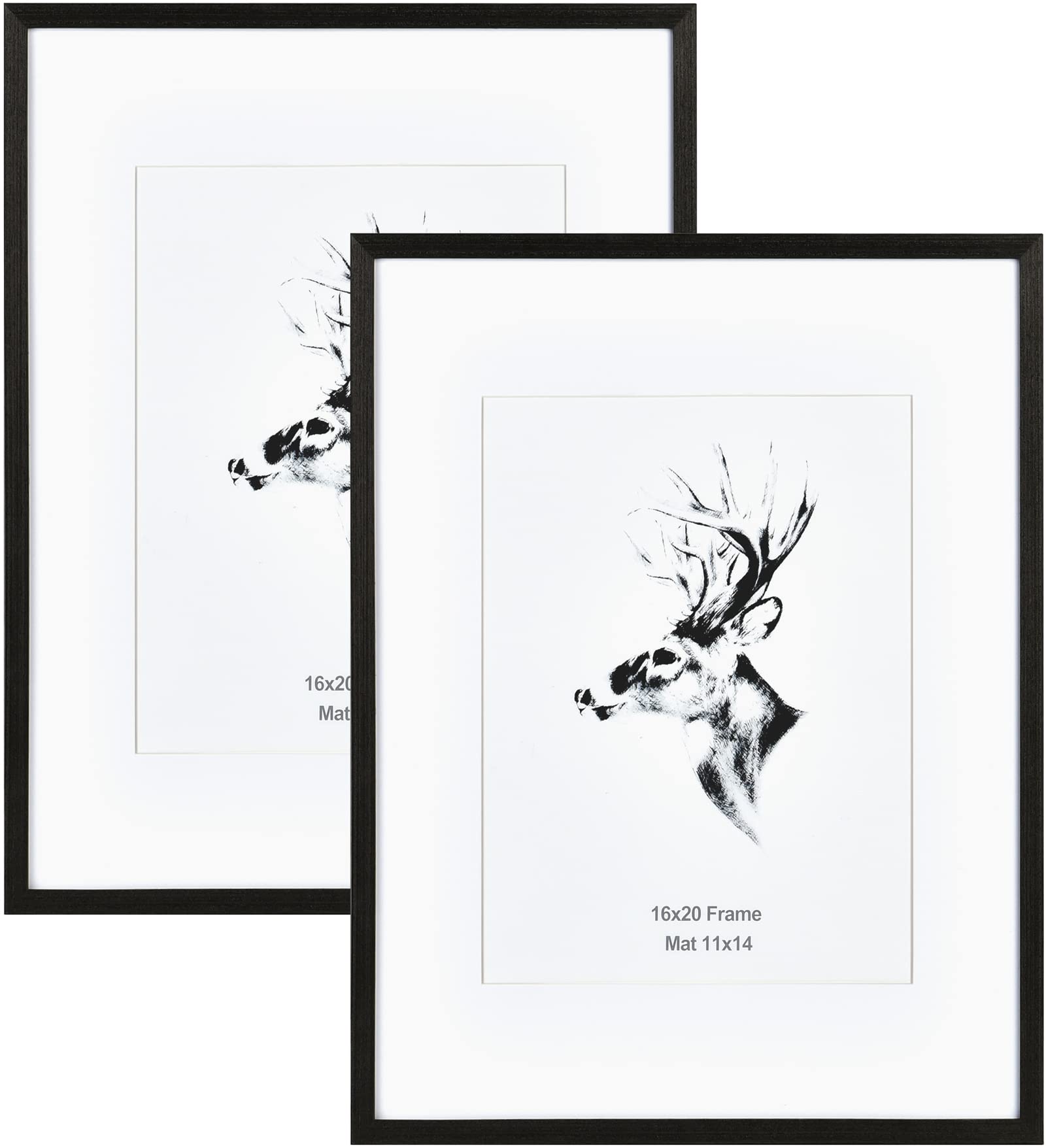Amazon.com - Yaetm Black Wood 16x20 Picture Frame Matted to 11x14
