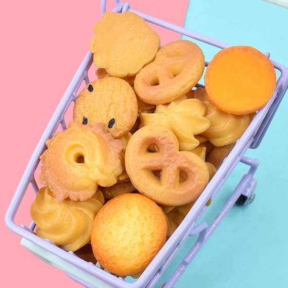 X Hot Popcorn 60Pcs Fake Cookies, Faux Cookies, Artificial Mini Cookies