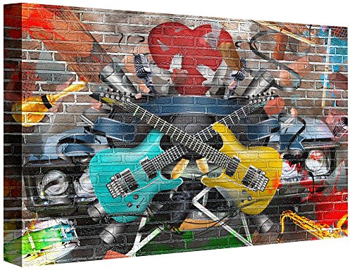 Tableau graffiti urban avec lumière pour dynamiser une décoration murale sombre 60 x 80 cm