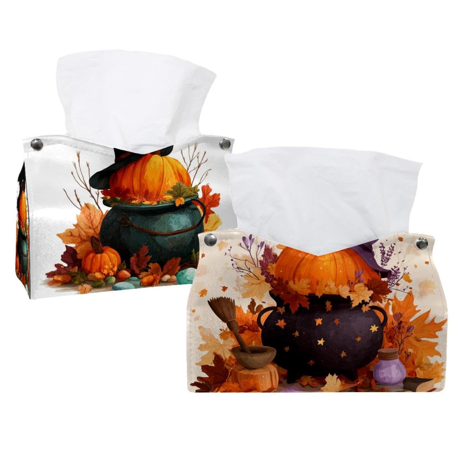 Boîte à mouchoirs citrouille d'automne en cuir pour décorer votre voiture et votre table