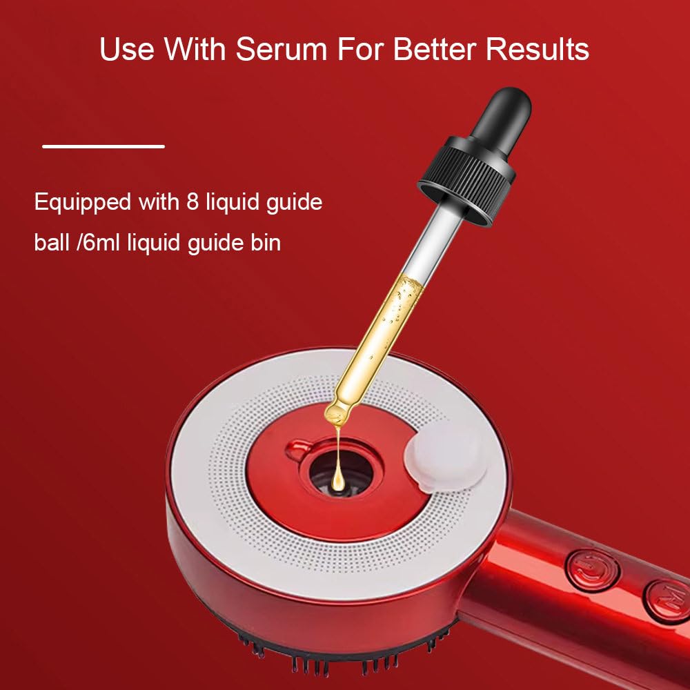 Cepillo Masajeador De Cuero Cabelludo, Masajeador PortáTil Shiatsu Para El Cuero Cabelludo, Aplicador De Aceite Para El Cabello, 3 Modos De Masaje,Tiempo De 10 Minutos, Onda De Luz De 850 Nm,Red