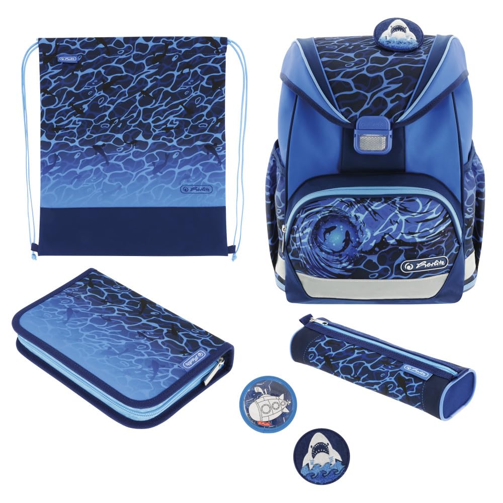 UltraLight Plus Blue Shark Filled School Bag, multicoloured, 36 x 28 x 21 cm, Casual-image-0