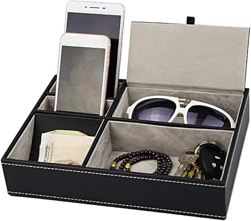 Organizador de escritorio de piel sintética, organizador de escritorio, artículos de oficina de negocios, caja de almacenamiento con 5