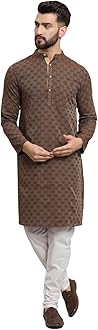 LATEST CHIKAN Men's Cotton Regular Striped Knee Lenght Kurta Full Sleeves