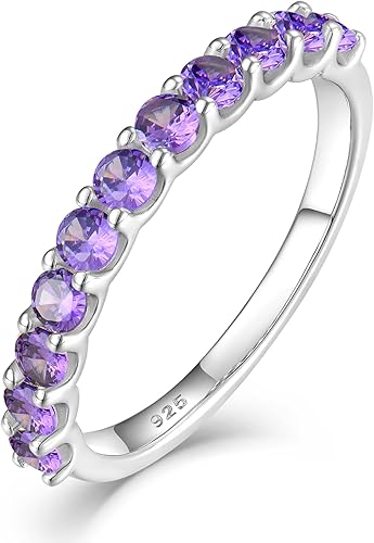 YL Anillo apilable de plata de ley 925 para mujer, anillo de boda con piedra natal de 0.098 pulgadas, anillo de aniversario, tamaño 5