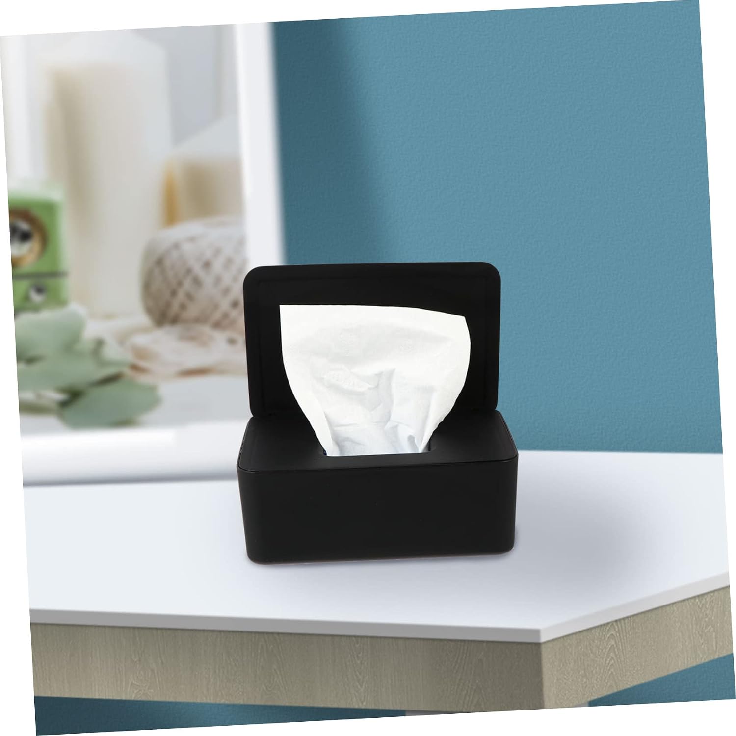 Plastic Napkin Holder with Lid Decorative Tissue Box for Home and Car Storage Convenient Wet Wipe Case for Easy Access Black image 3