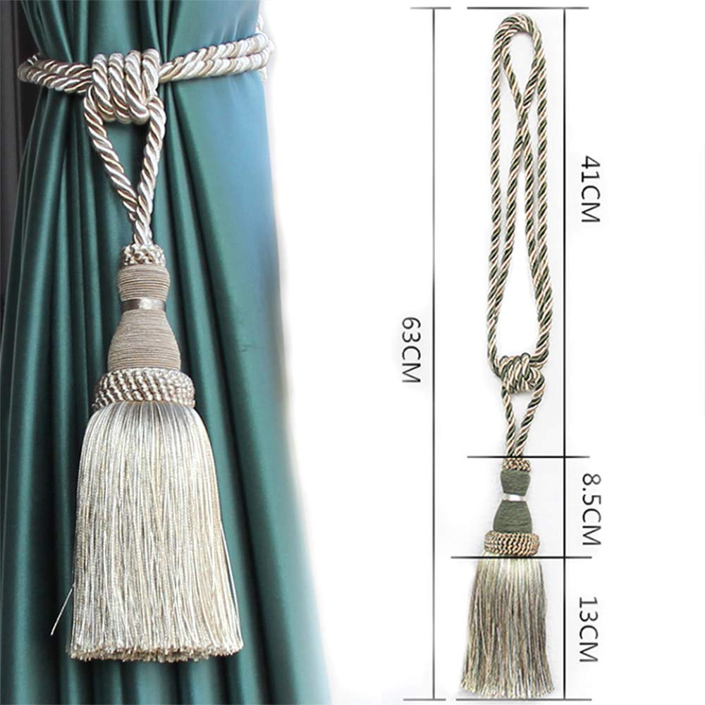 Lot de 4 embrasses de Rideaux en Polyester Faites à la Main, idéales pour décorer Un Rideau en Corde ou pour Le Salon, Marron,Coffee-2pcs