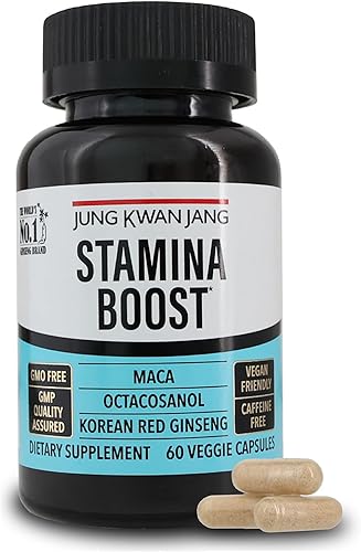 JUNG KWAN JANG Aumenta la resistencia de los hombres con ginseng rojo coreano, maca y octacosanol para la salud y el suplemento energético de los