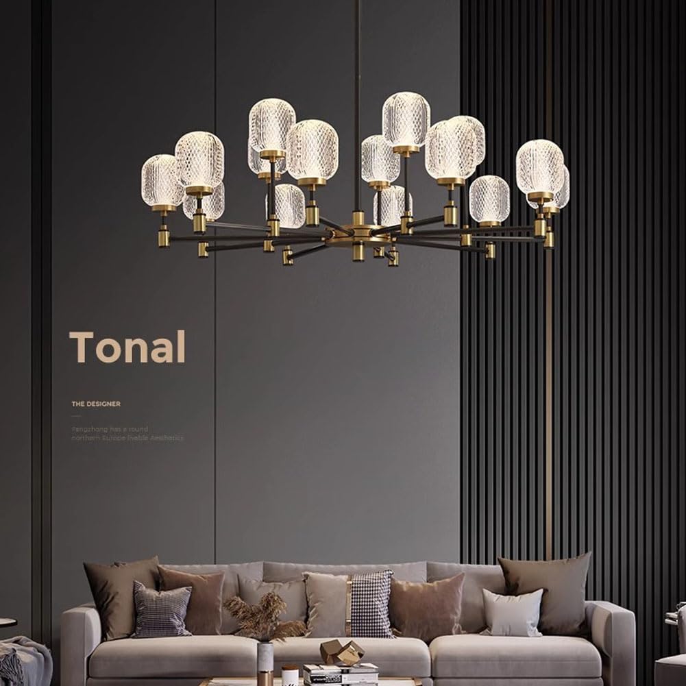 Designerska lampa do salonu, nowoczesny wystrój, wnętrze domu, wyjątkowa lampa, oświetlenie dekoracyjne, w całości miedziane, luksusowe, 9 głowic