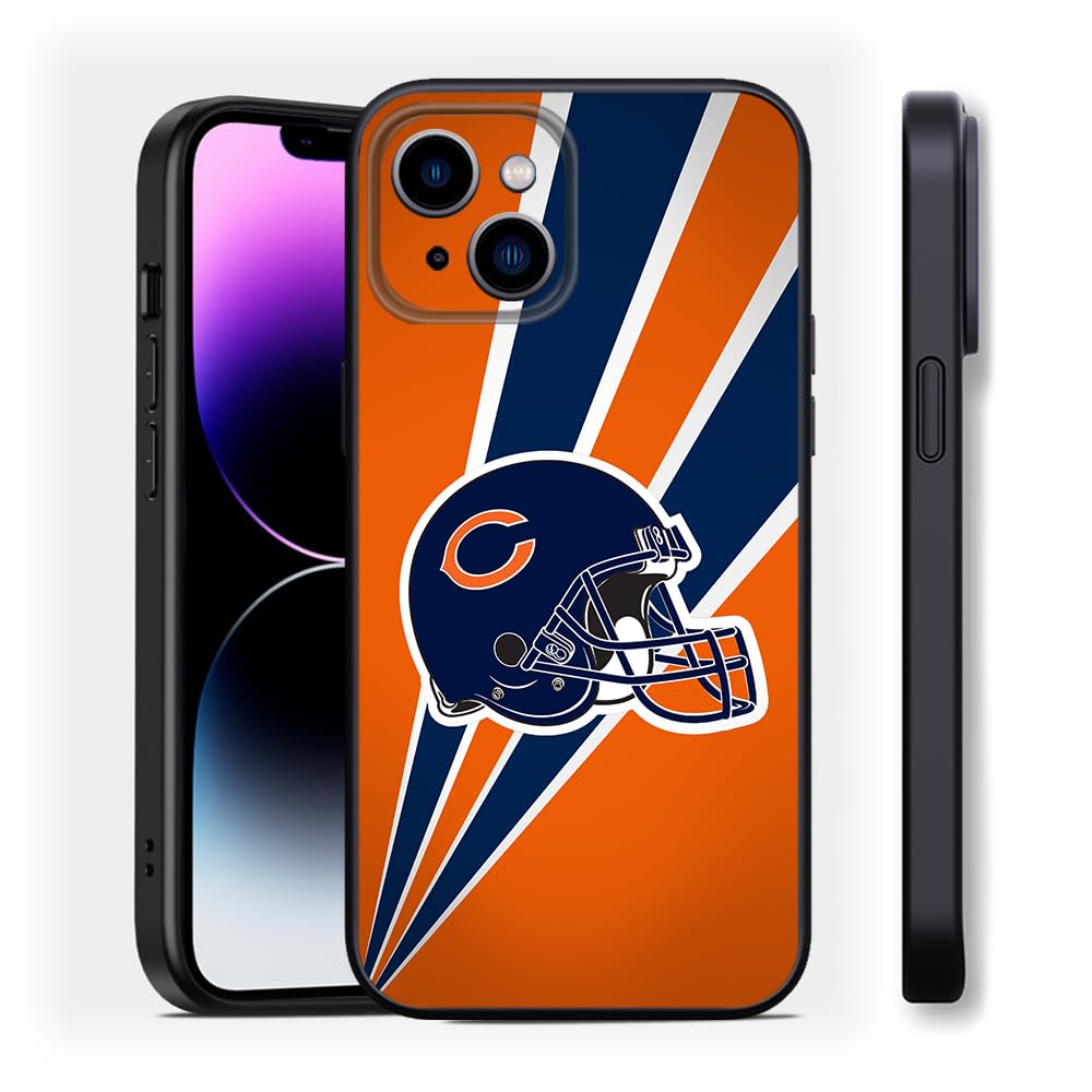 Chicago Football Designed for iPhone 13 Case, Silicone Shockproof Slim Thin Rugby Theme Phone Case for iPhone 13 6.1 inch Black