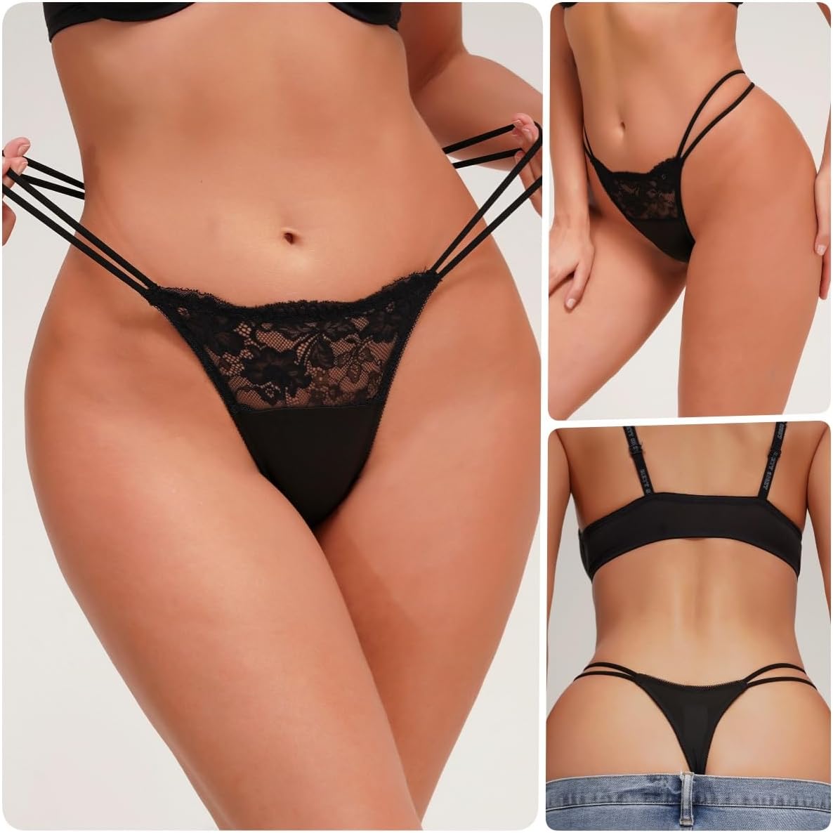 Sexy Lace G-String Thongs for Women Cheeky Panties Underwear Stretch T-back Tangas Low Rise Lingerie Briefs - Image 4